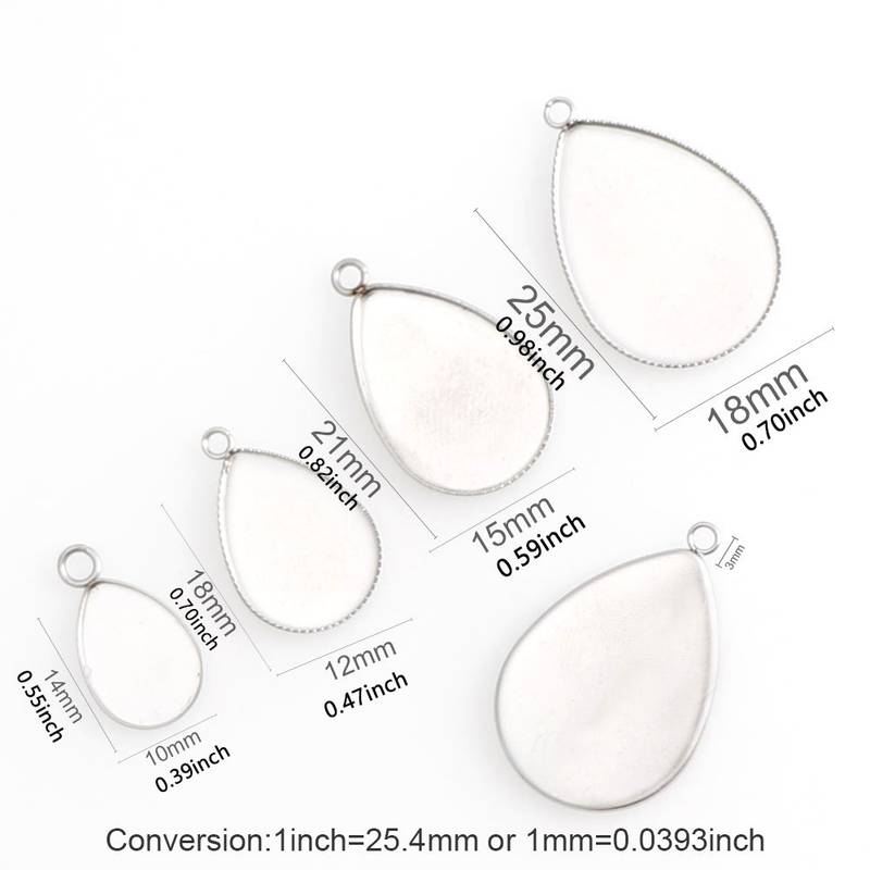 4 Size Drop Shape Stainless Steel Necklace Pendant Setting - Temu